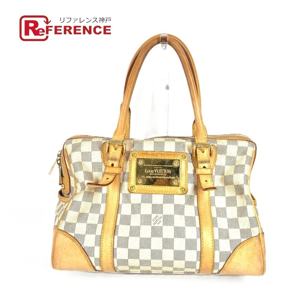 LOUIS VUITTON Damier Azur White Berkeley Bag Tote Handbag Canvas White